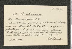 k.k. naturhistorisches Hofmuseum, Intendanzakten 1885-1896 (Hauer), Aktenzahl Z.337/1889, Seite 1